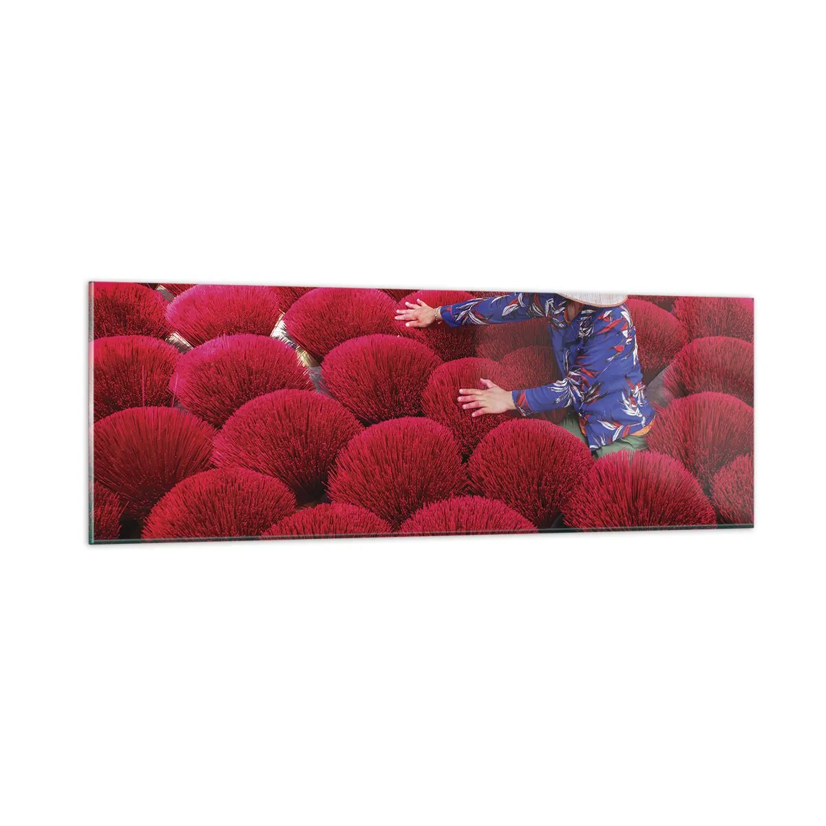 Billede på glas - I en rismark - 90x30 cm