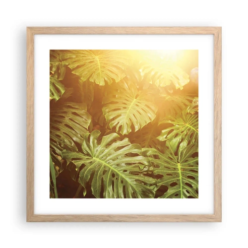 Plakat i ramme af lyst egetræ - Træd ind i det grønne... - 40x40 cm
