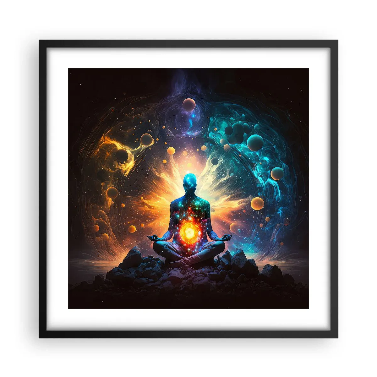 Plakat i sort ramme - Kosmisk ro - 50x50 cm