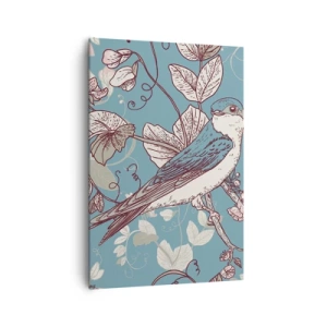 Lærredstryk - Billede på lærred - I de hvide skove kvidrende og sølvfarvede - 70x100 cm