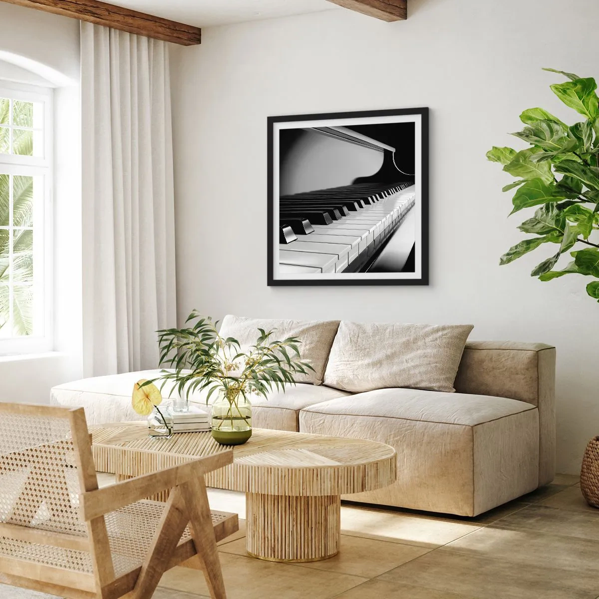 Plakat i sort ramme - Harmoni af former og farver - 40x40 cm
