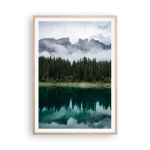 Plakat i ramme af lyst egetræ - Hys, tys, lad os ikke vække sovevandet... - 70x100 cm