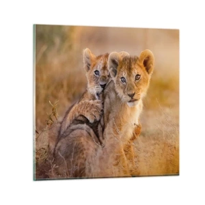 Billede på glas - Forstyr ikke! Vi har det sjovt - 50x50 cm