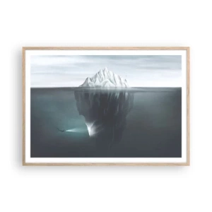 Plakat i ramme af lyst egetræ - Undervands-mysterium - 100x70 cm