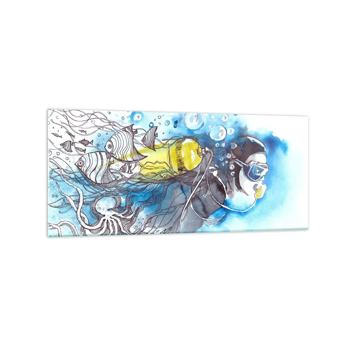Billede på glas - Stor blå - 120x50 cm