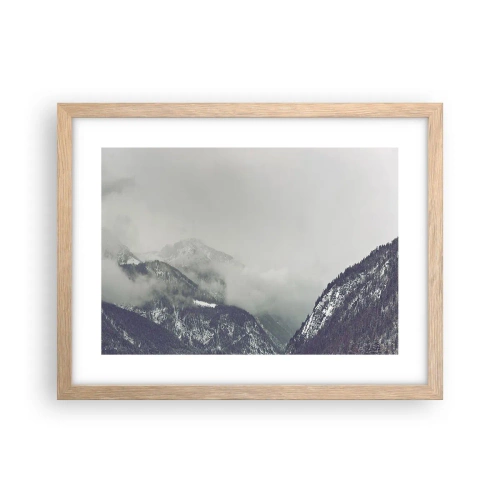 Plakat i ramme af lyst egetræ - Tåget dal - 40x30 cm