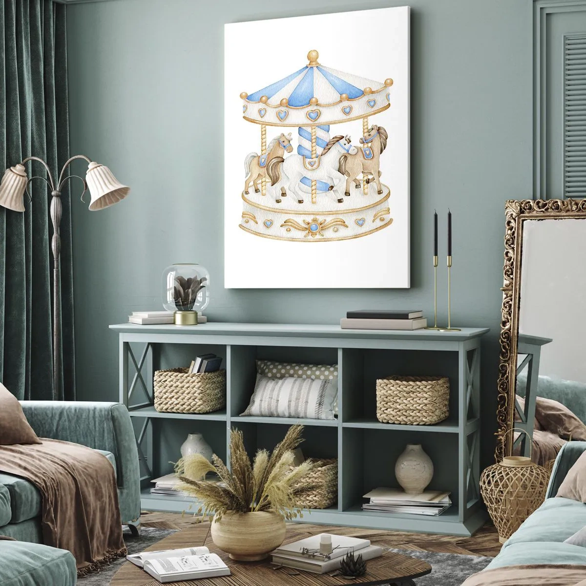 Lærredstryk - Billede på lærred - Sød barndom - 55x100 cm