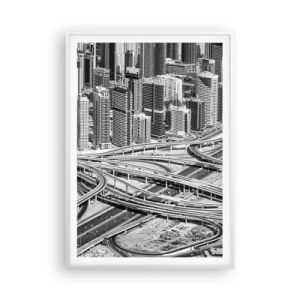Plakat i hvid ramme - Dubai - den umulige by - 70x100 cm