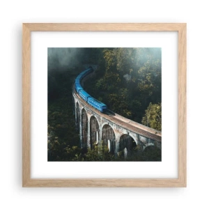 Plakat i ramme af lyst egetræ - Tog til naturen - 30x30 cm