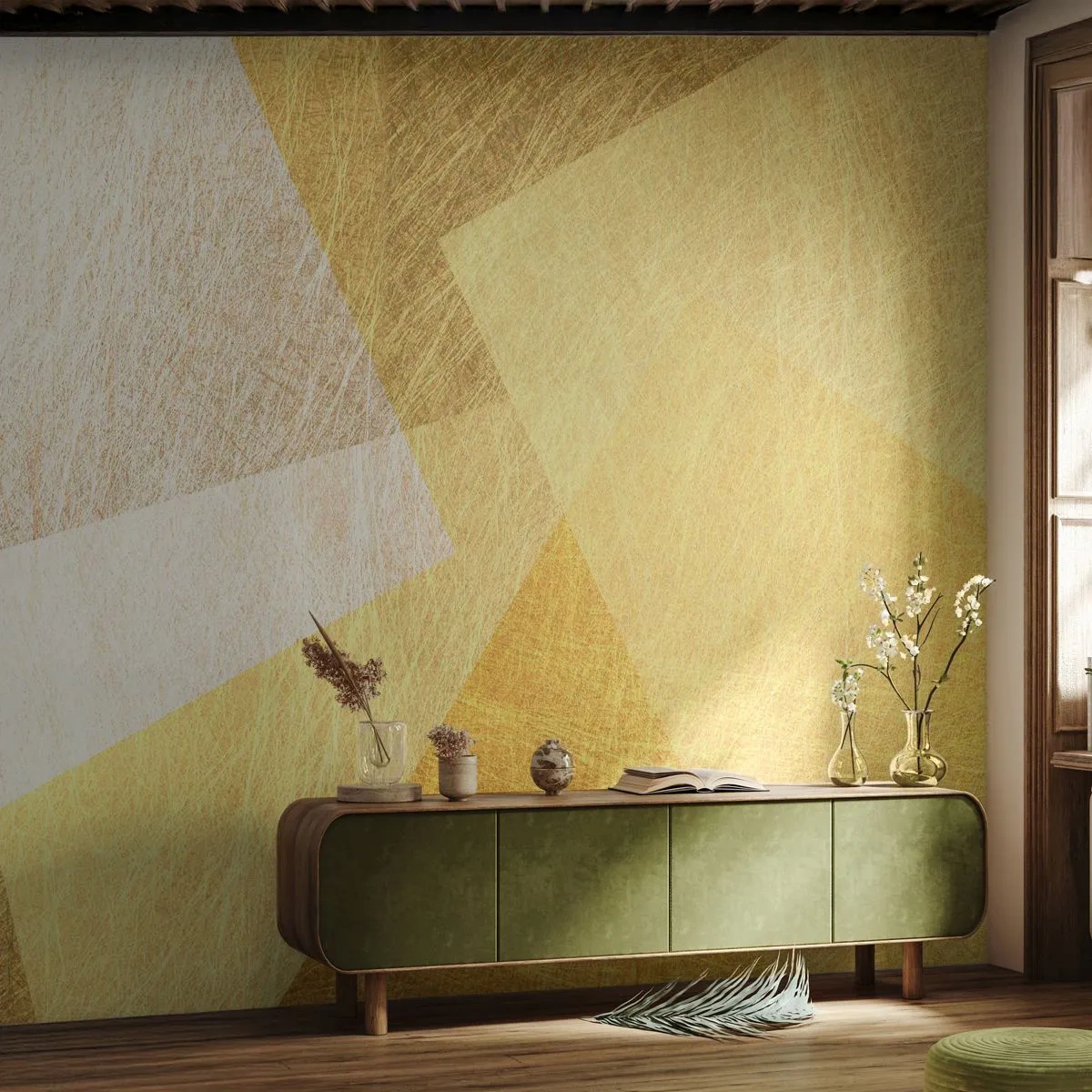 Fototapet Premium Canvas - Geometriens vejr - Lyse, Struktur, Geometrisk - 200x140 cm