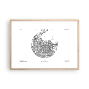 Plakat i ramme af lyst egetræ - Dohas anatomi - 70x50 cm