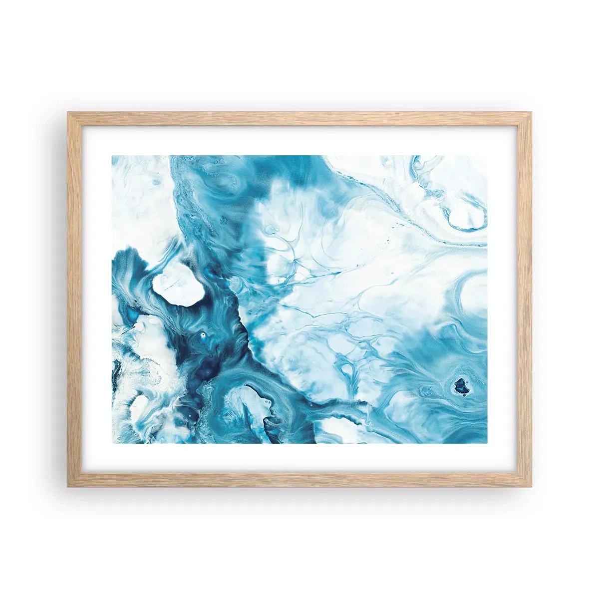 Plakat i ramme af lyst egetræ - Blå koncert - 50x40 cm
