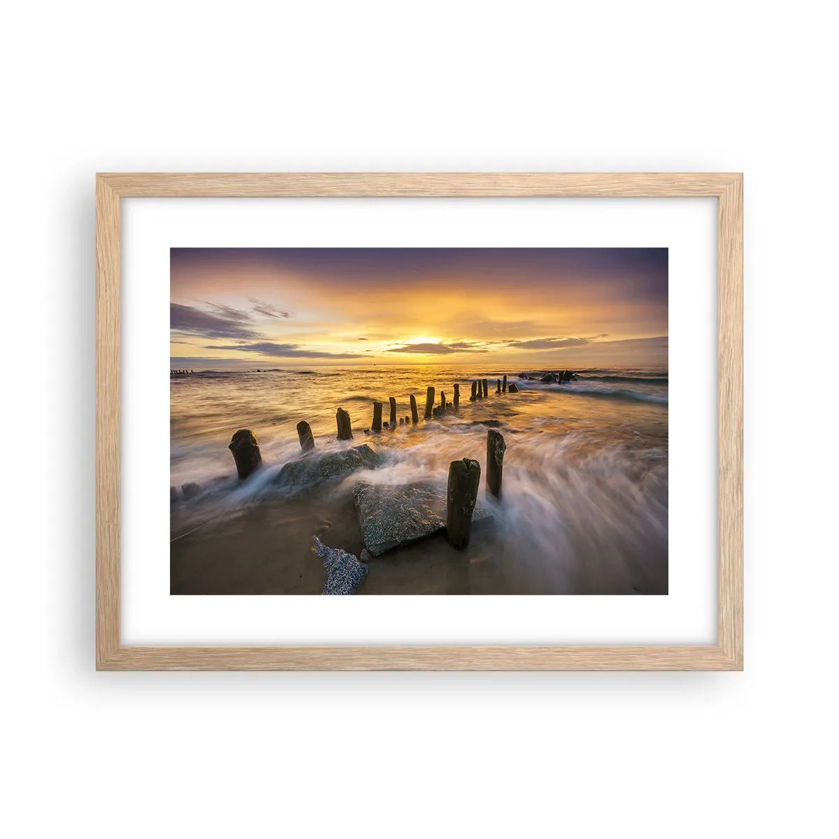 Plakat i ramme af lyst egetræ - Østersøens rå skønhed - 40x30 cm