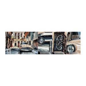 Prøve Fototapet Selvklæbende Deluxe Sticker - Siesta i Havana - Veteranbil, Arkitektur, By - 100x30 cm
