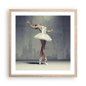 Plakat i ramme af lyst egetræ - Let som en fugl - 50x50 cm