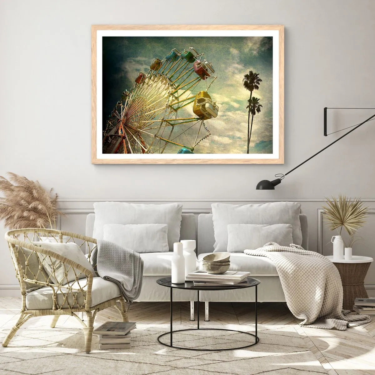 Plakat i ramme af lyst egetræ - Vil være, vil være sjov.... - 50x40 cm