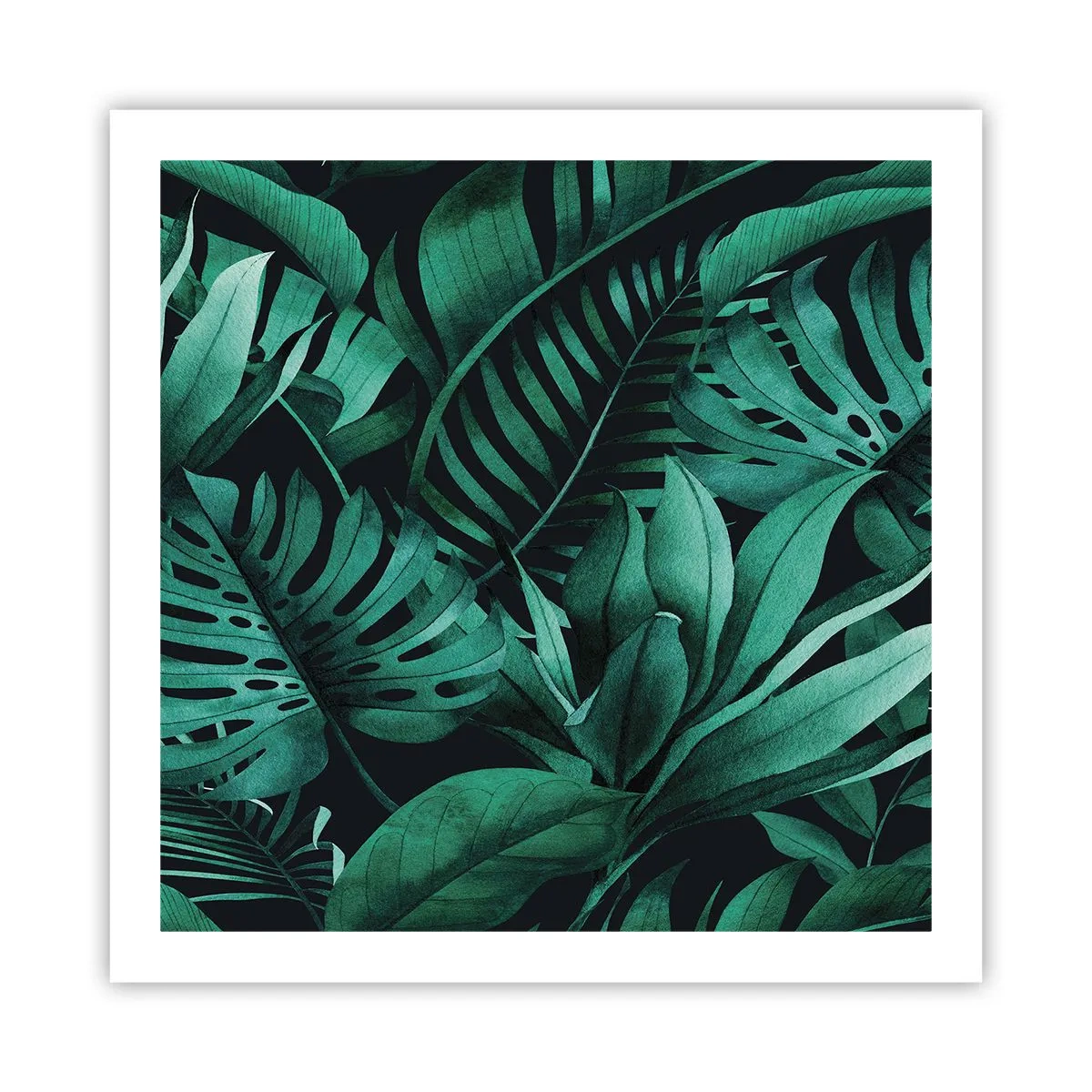 Plakat - Dyb tropisk grøn - 60x60 cm