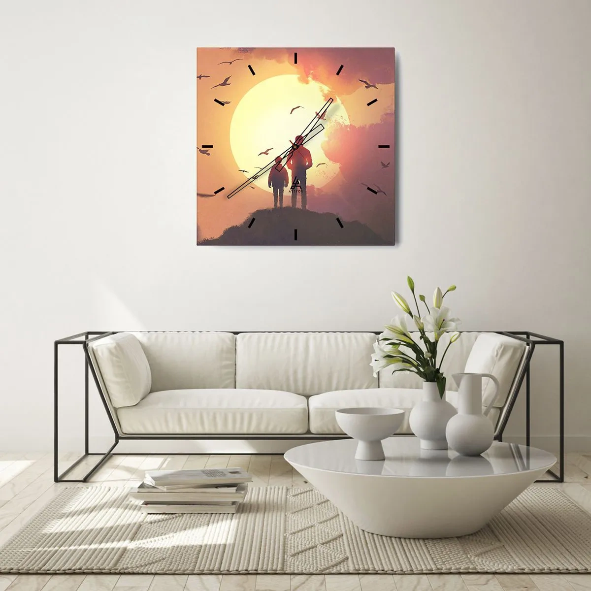 Vægur, Uret - Ansigt til ansigt med solen - 30x30 cm