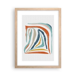 Plakat i ramme af lyst egetræ - Venligt smilende abstraktion - 30x40 cm