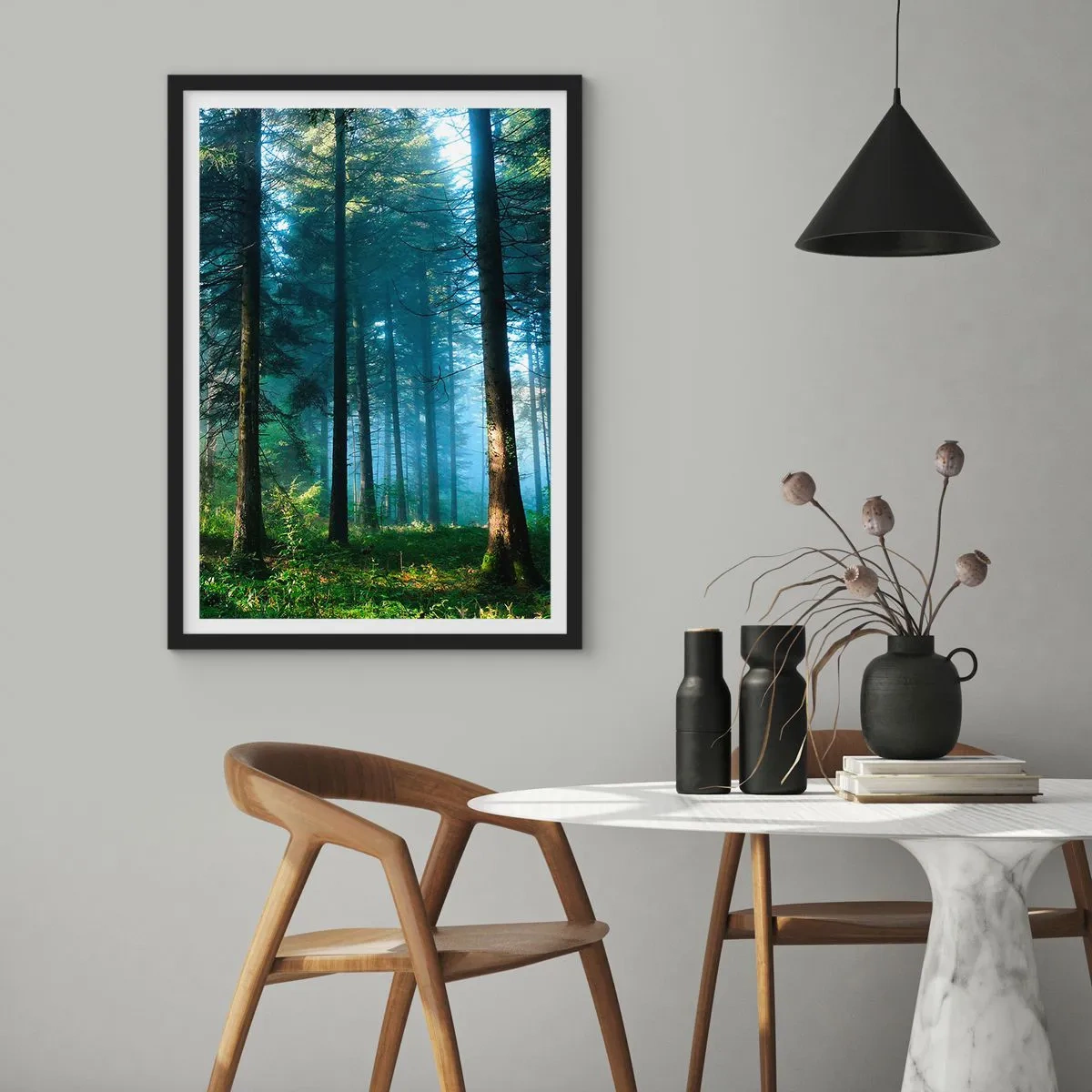 Plakat i sort ramme - Strålende om morgenen - 40x50 cm