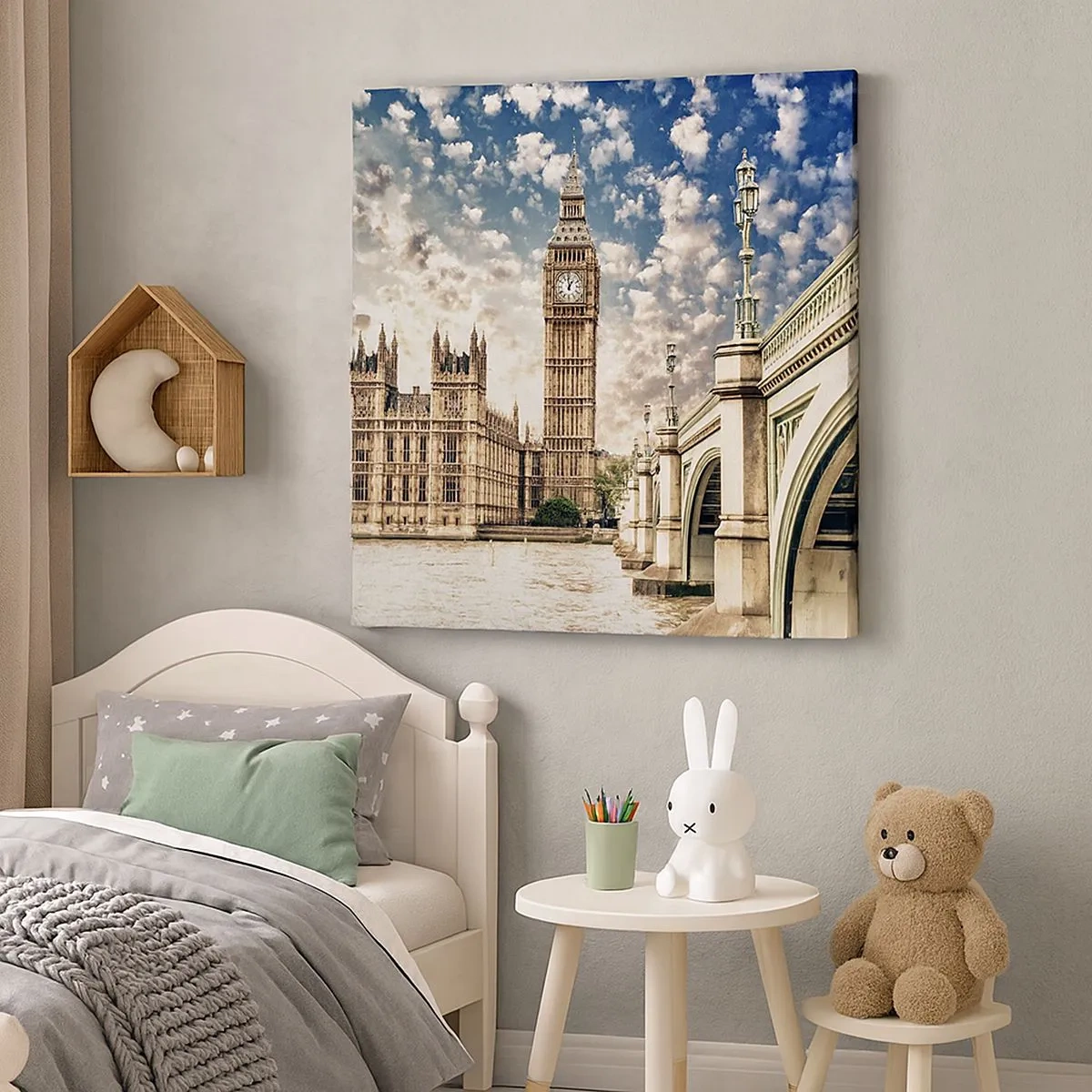 Lærredstryk - Billede på lærred - Fjeragtige skyer over Themsen - 30x30 cm