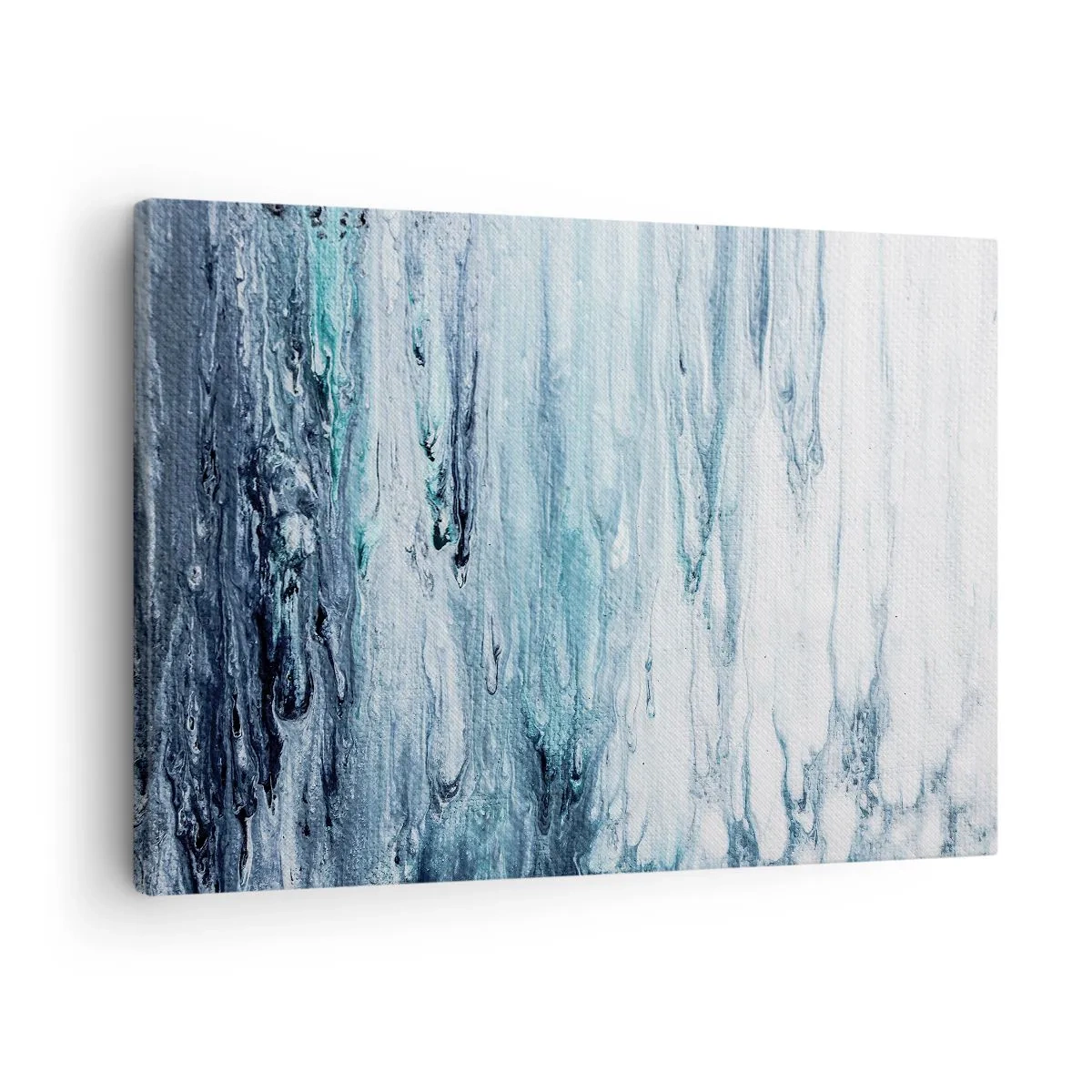 Lærredstryk - Billede på lærred - Abstrakte blå og hvide striber, der ligner istapper - 70x50cm - Blå istapper - Moderne vægdekoration til stue og soveværelse ARTTOR