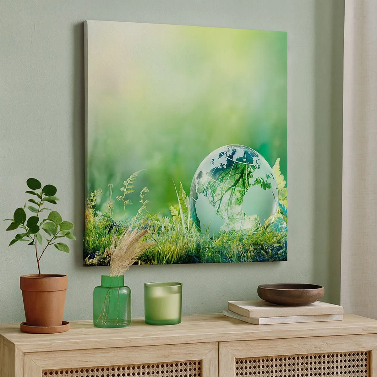 Lærredstryk - Billede på lærred - Grøn planet - 30x30 cm