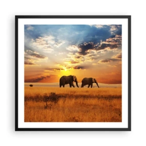 Plakat i sort ramme - Familievandring - 60x60 cm