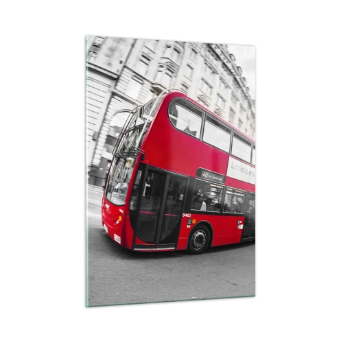 Billede på glas - London traditionelt - by bus - 50x70 cm