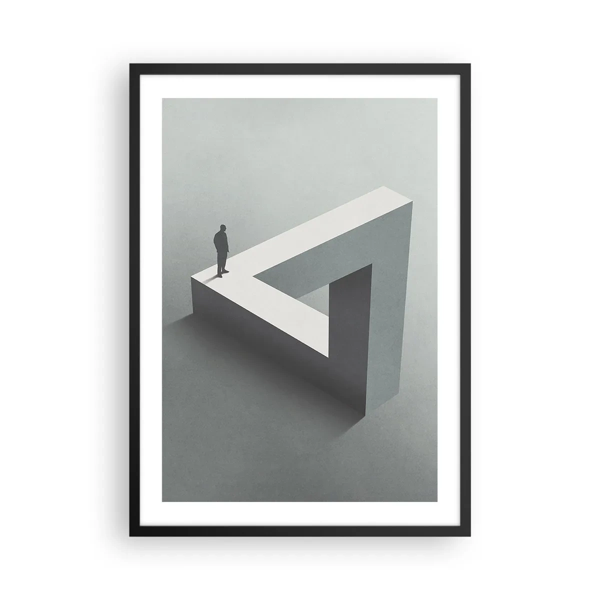 Plakat i sort ramme - En figur på en umulig geometrisk figur - 50x70cm - Og dog er det muligt - Moderne vægdekoration til stue og soveværelse ARTTOR