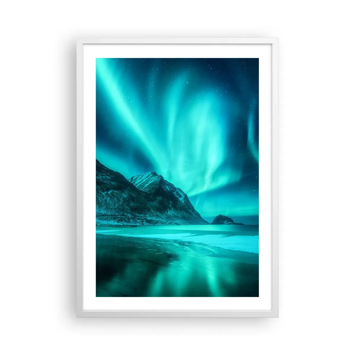 Plakat i hvid ramme - Nordens vidundere - 50x70 cm
