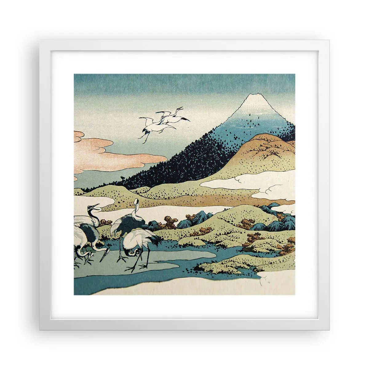 Plakat i hvid ramme - I japansk ånd - 40x40 cm