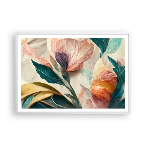 Plakat i hvid ramme - Blomster på de sydlige øer - 100x70 cm