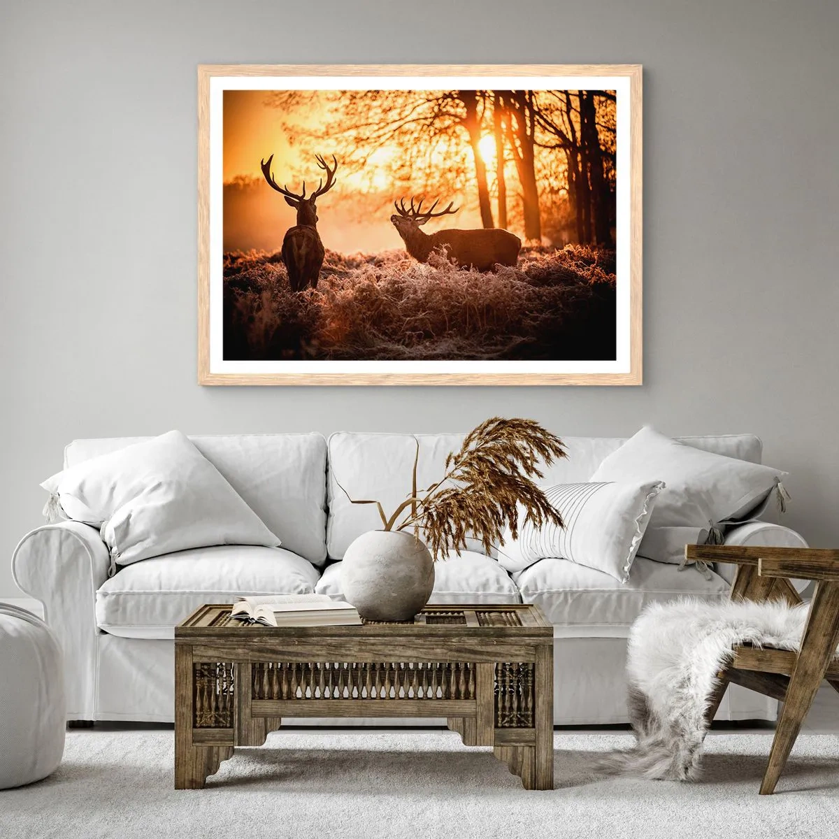 Plakat i ramme af lyst egetræ - En jægerdrøm - 50x40 cm