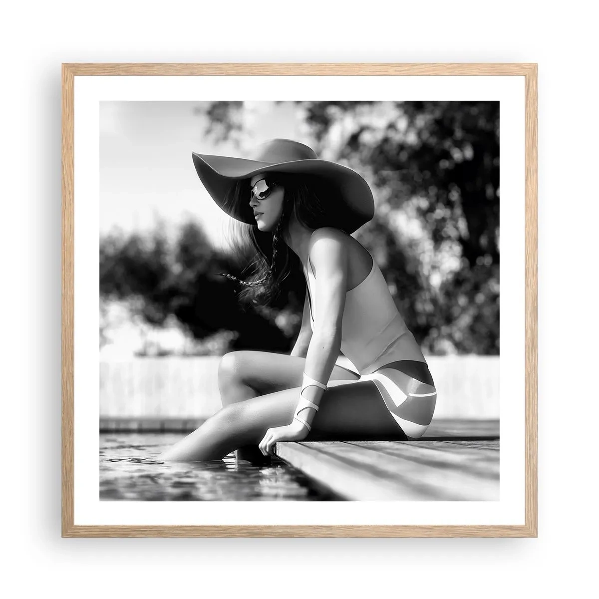 Plakat i ramme af lyst egetræ - Sommerdrøm - 60x60 cm