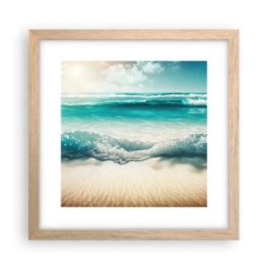 Plakat i ramme af lyst egetræ - Havets ro - 30x30 cm