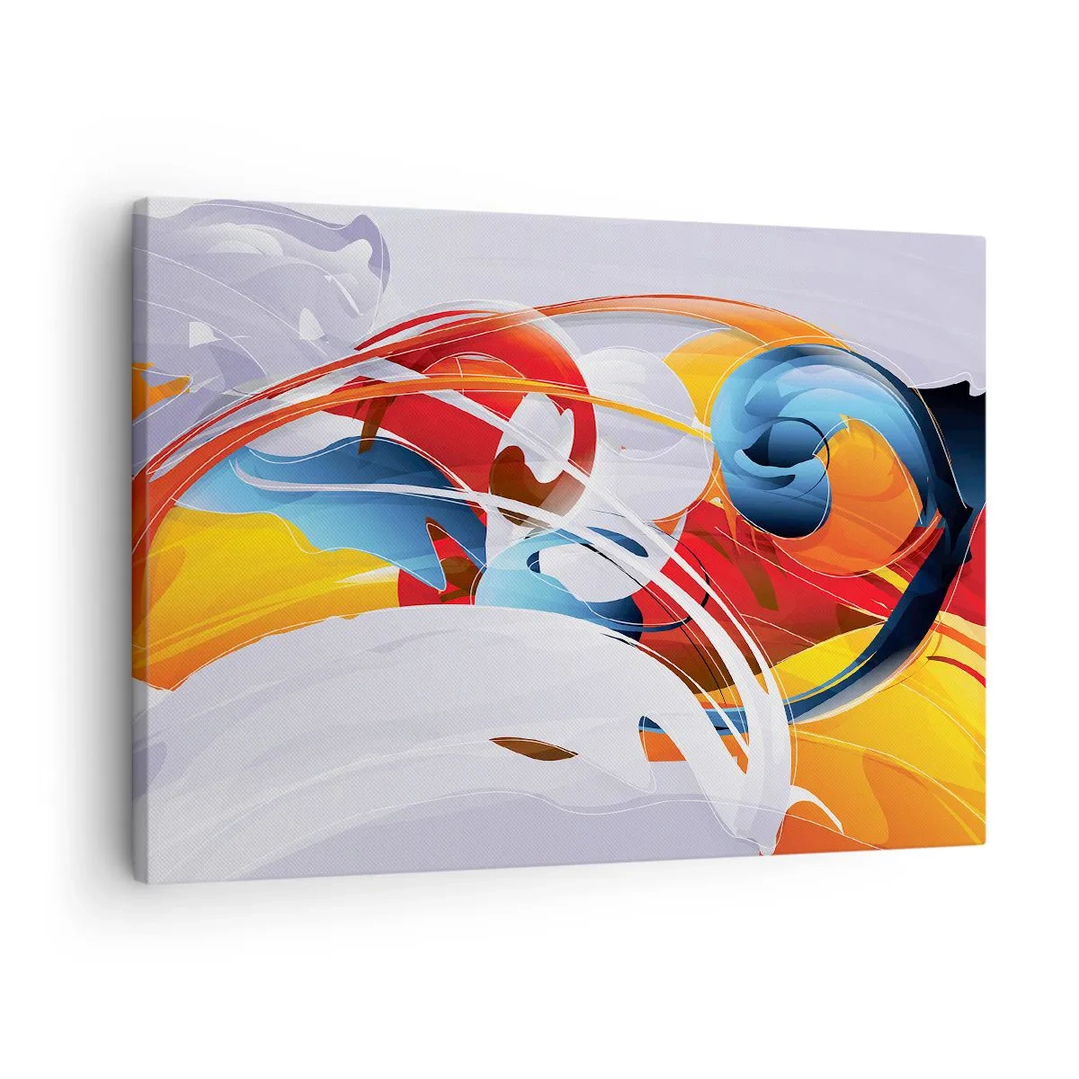 Lærredstryk - Billede på lærred - Farverig abstraktion med dynamiske linjer og levende farver - 70x50cm - Elementernes dans - Moderne vægdekoration til stue og soveværelse ARTTOR