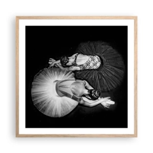 Plakat i ramme af lyst egetræ - Yin og yang - den perfekte balance - 60x60 cm