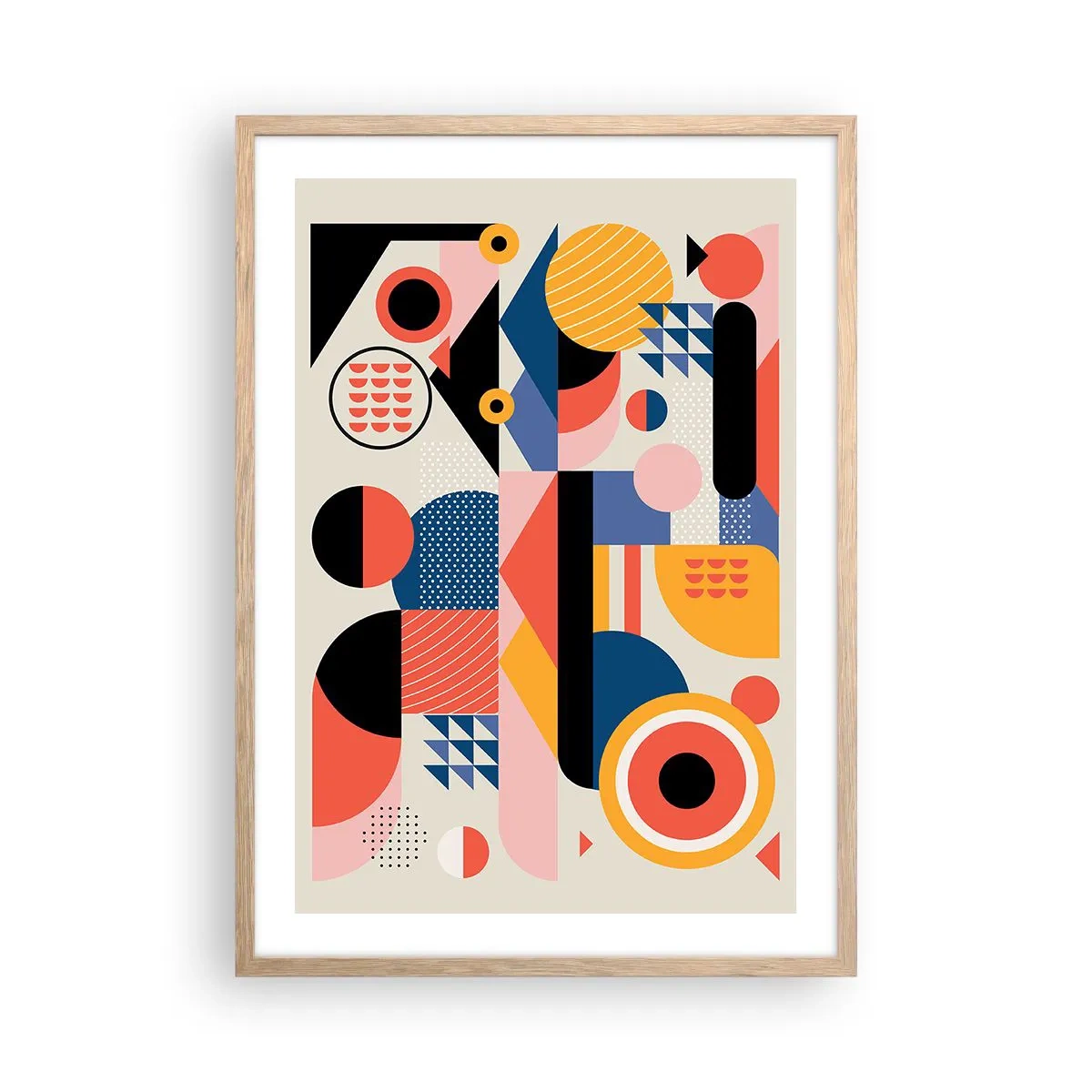 Plakat i ramme af lyst egetræ - Komposition: Leg - 50x70 cm