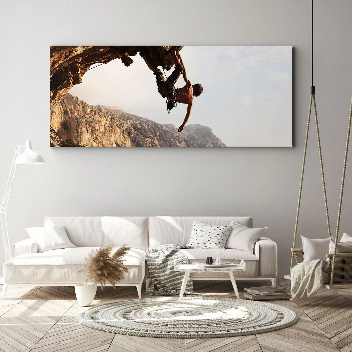 Lærredstryk - Billede på lærred - Verden skrumpede ind i en håndfuld på en klippeskrænt - 100x40 cm