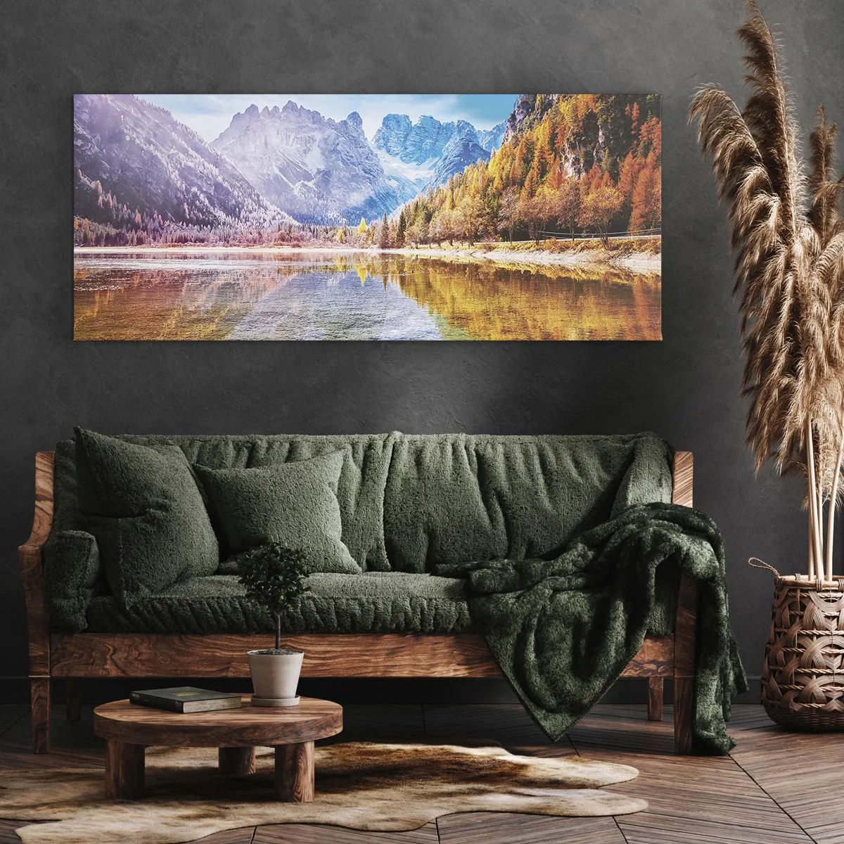 Lærredstryk - Billede på lærred - Og det er allerede efterår i bjergene - 140x50 cm
