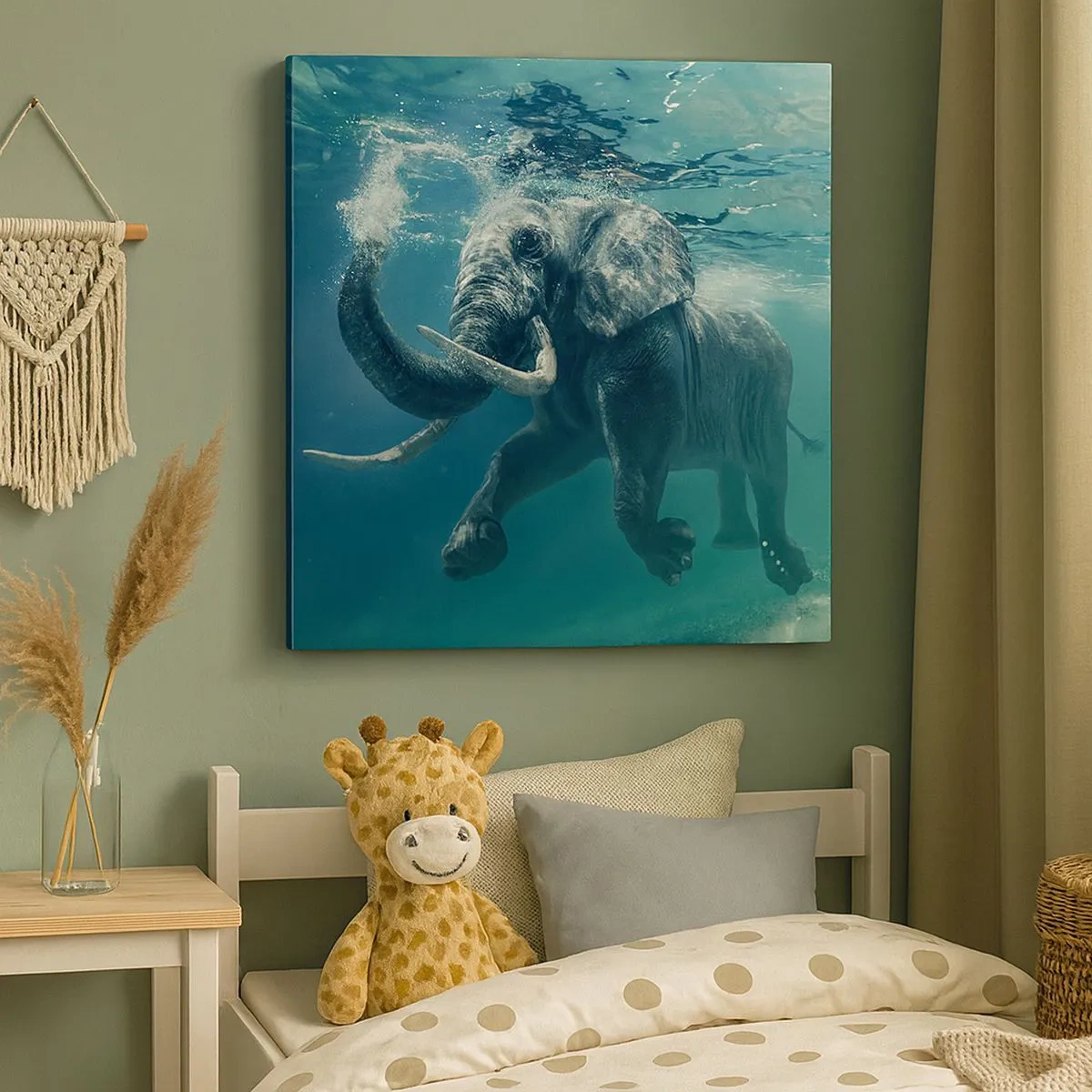 Lærredstryk - Billede på lærred - Alle kan lide at svømme - 30x30 cm