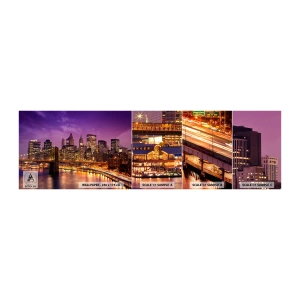 Prøve Fototapet Selvklæbende Deluxe Sticker - Lilla og gylden Manhattan - By, New York, Arkitektur - 100x30 cm