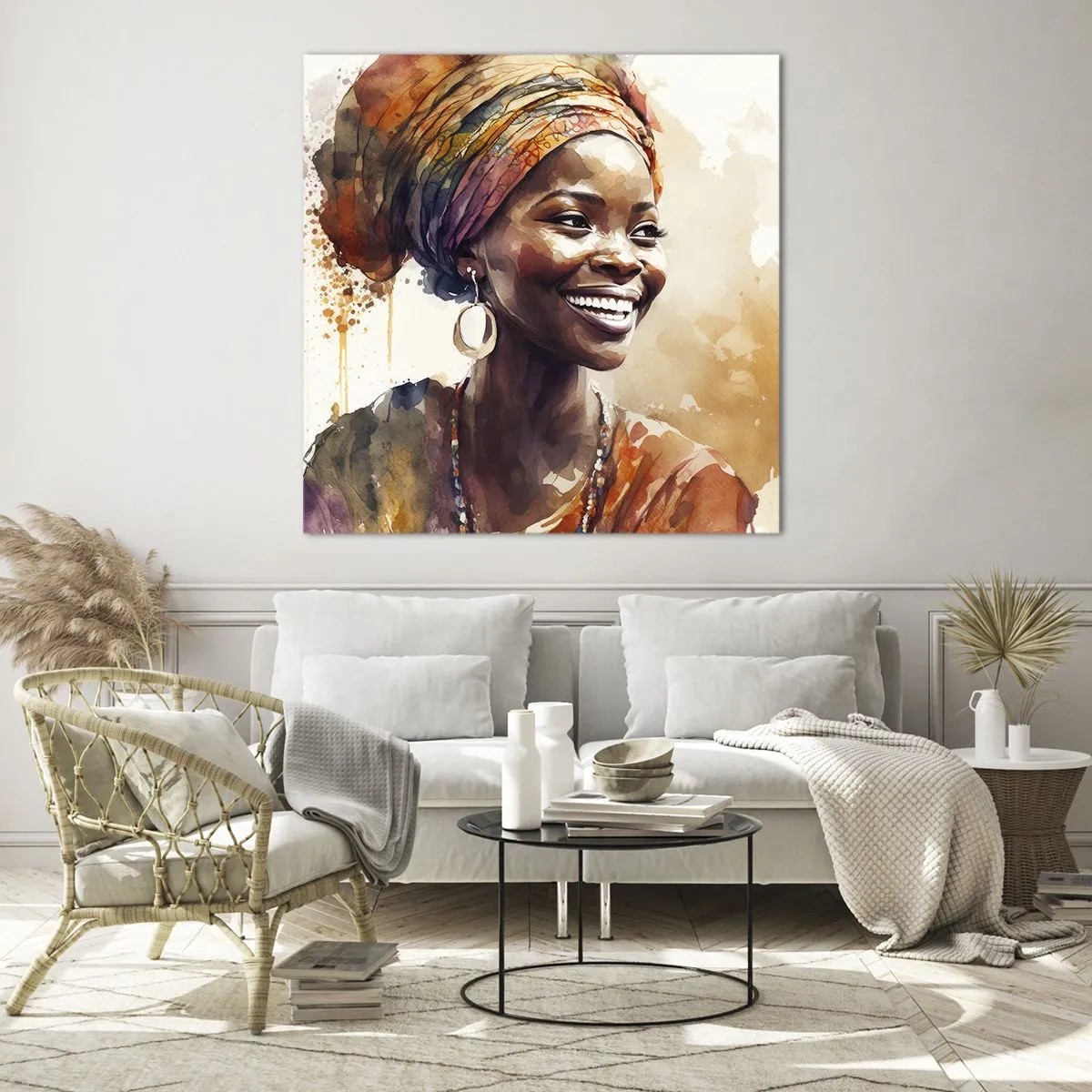 Billede på glas - Afrikansk dronning - 40x40 cm