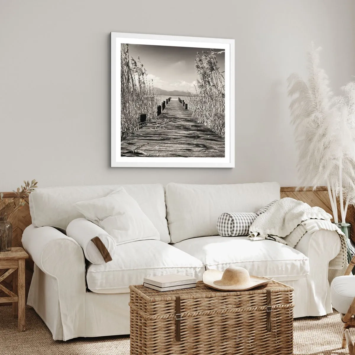 Plakat i hvid ramme - I græssernes fred - 50x50 cm