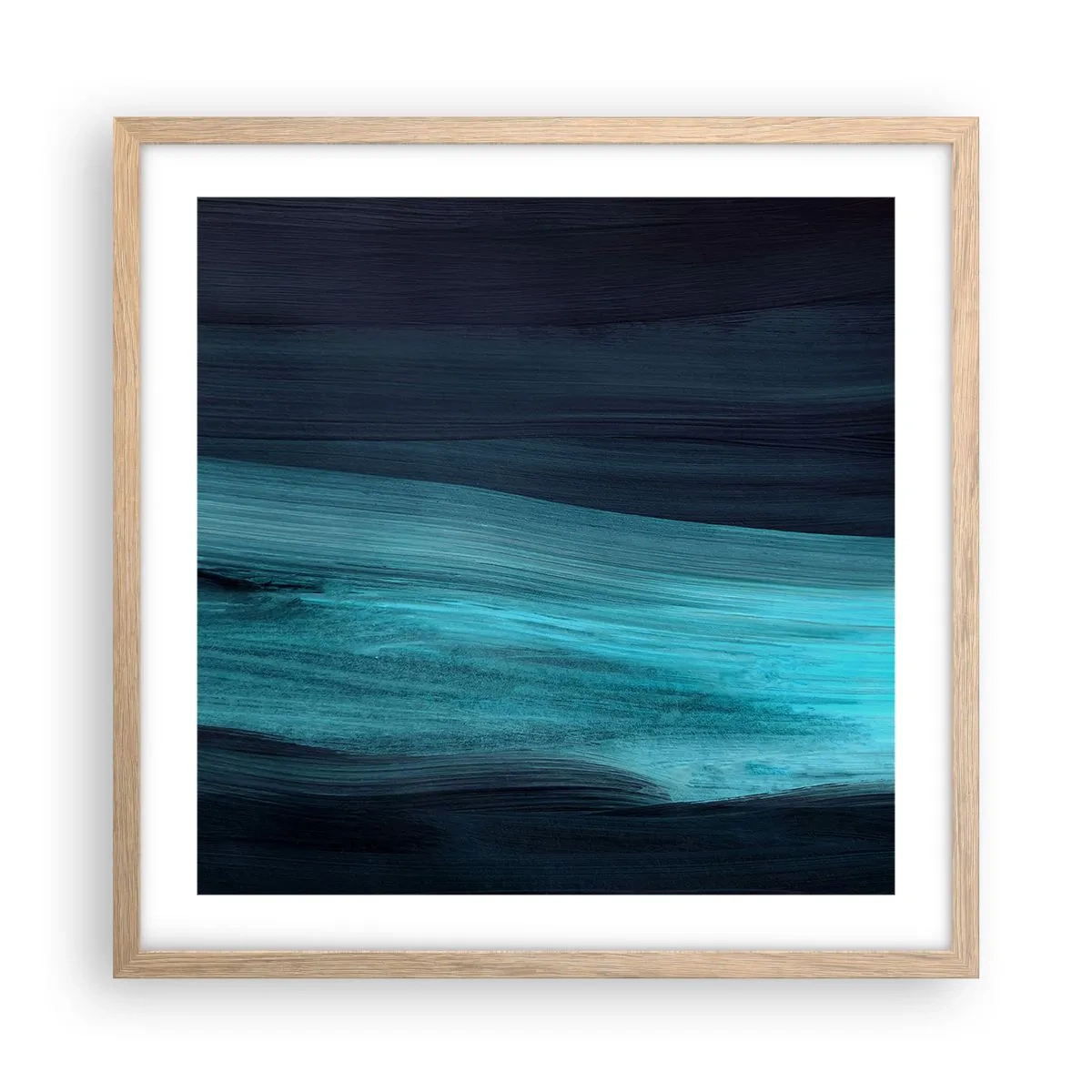 Plakat i ramme af lyst egetræ - Svøm med strømmen - 50x50 cm