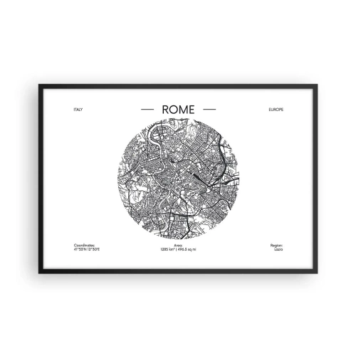 Plakat i sort ramme - Anatomi af Rom - 91x61 cm