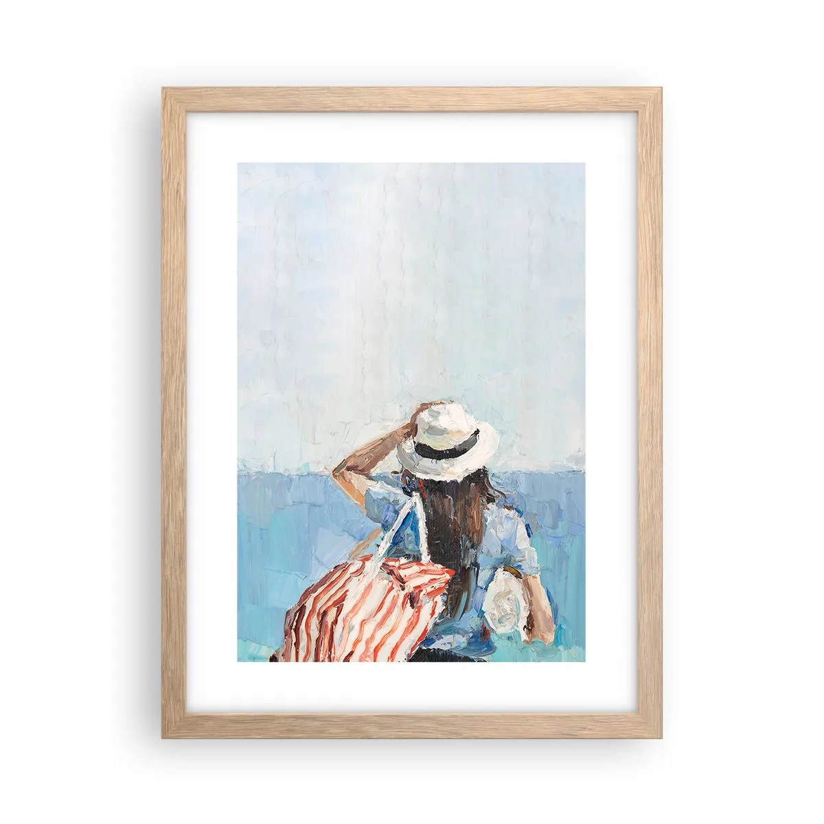 Plakat i ramme af lyst egetræ - Velkommen på ferie - 30x40 cm