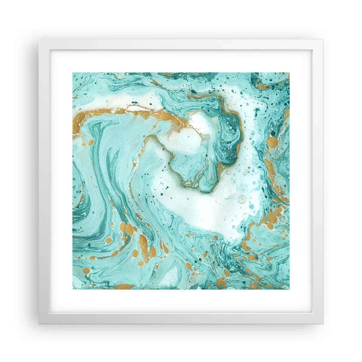 Plakat i hvid ramme - Under den store bølge i Edo-perioden - 40x40 cm