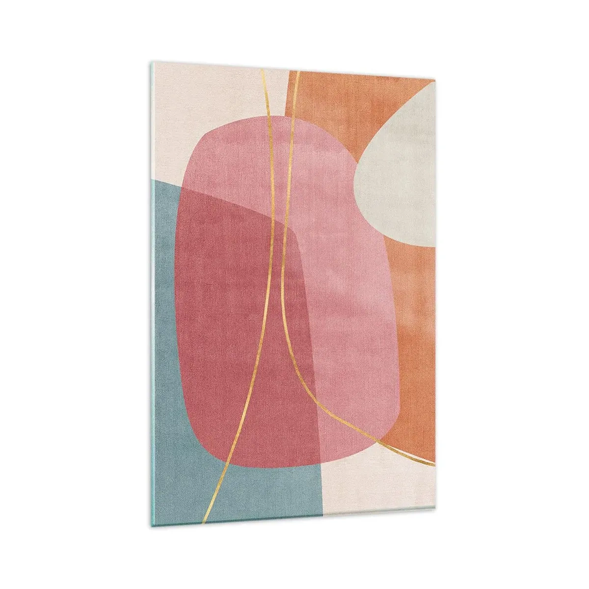 Billede på glas - Pastelkomposition med guldtråd - 80x120 cm